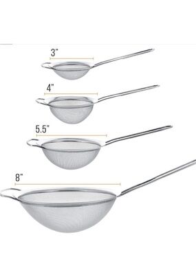 🏷️ Set of 4 Premium Quality Fine Mesh Stainless Steel Strainers NWOT